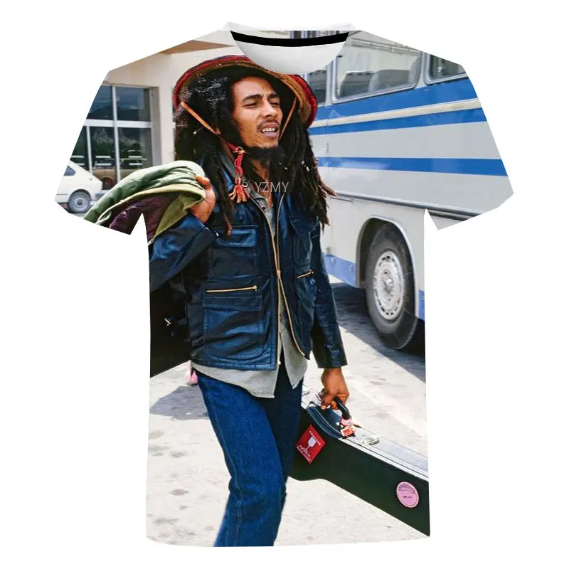 Летни мъжки тениски, Bob Marley, Мъжки 3D-тениски, Мъжки и дамски ежедневни ризи в стил хип-хоп с къс ръкав, градинска облекло Harajuku