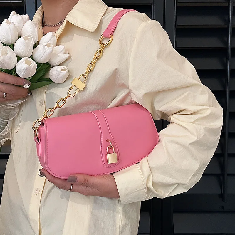 Летни обикновена кожена чанта през рамо за жени 2023 Пролетен тренд, модни проста чанта през рамо, дамски чанти, портмонета