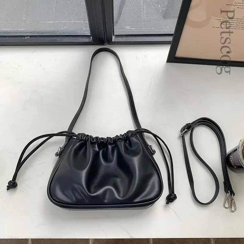 Луксозна чанта през рамо за жени, мека кожена плиссированная чанта от съвсем малък, Корейската мода, компютърни чанти 2023, нови чанти Bolsas