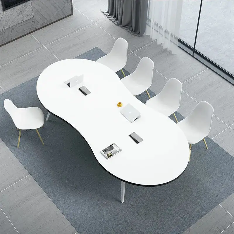Маса за срещи, дългата маса, прост, модерен фигура 8, тренировъчен маса, комбиниран стол, пейка със специална форма, лесна правоъгълен d