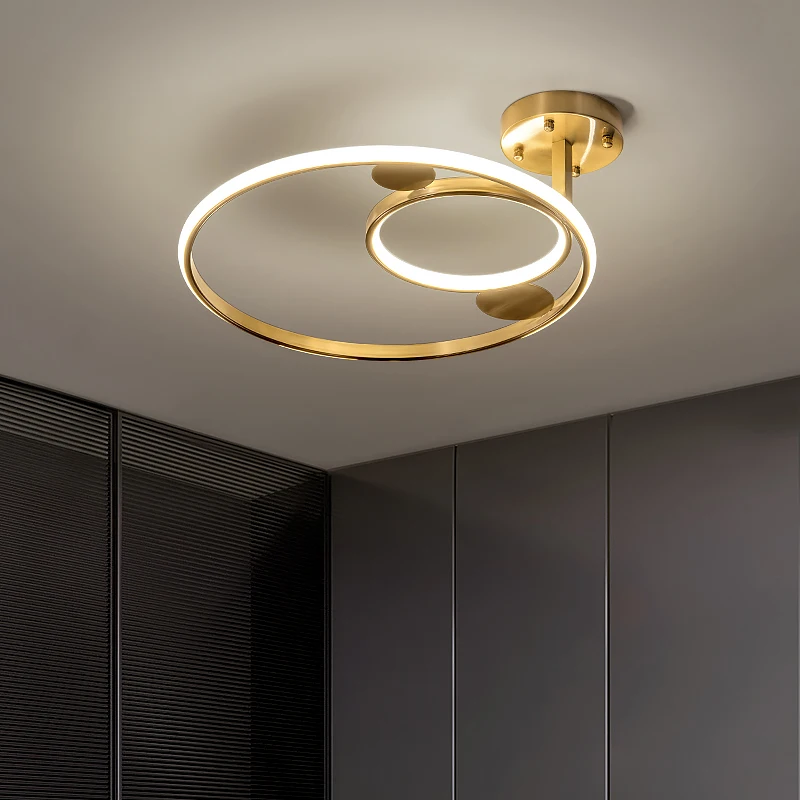 Медно-златни led плафониери FSS, лампа за спални, модерни пръстен, минималистичная лампа за преминаване, скандинавски кръгла лампа за стая, вътрешно осветление
