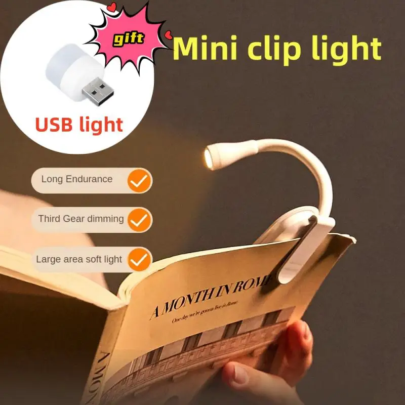 Мини Led Акумулаторна Портретно Нощна Лампа За Защита На Очите С Регулируема Скоба 360 ° Flip Study Easy Clip Lamp 3 Цветове За Спалня За Пътуване