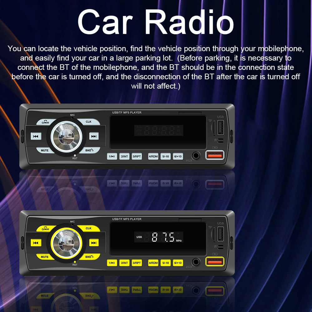 Многофункционален автомобилен MP3 плейър Bluetooth Type C, зарядно за кола, разсеяна светлина, авто аудио плеър, автоматично гласово радио