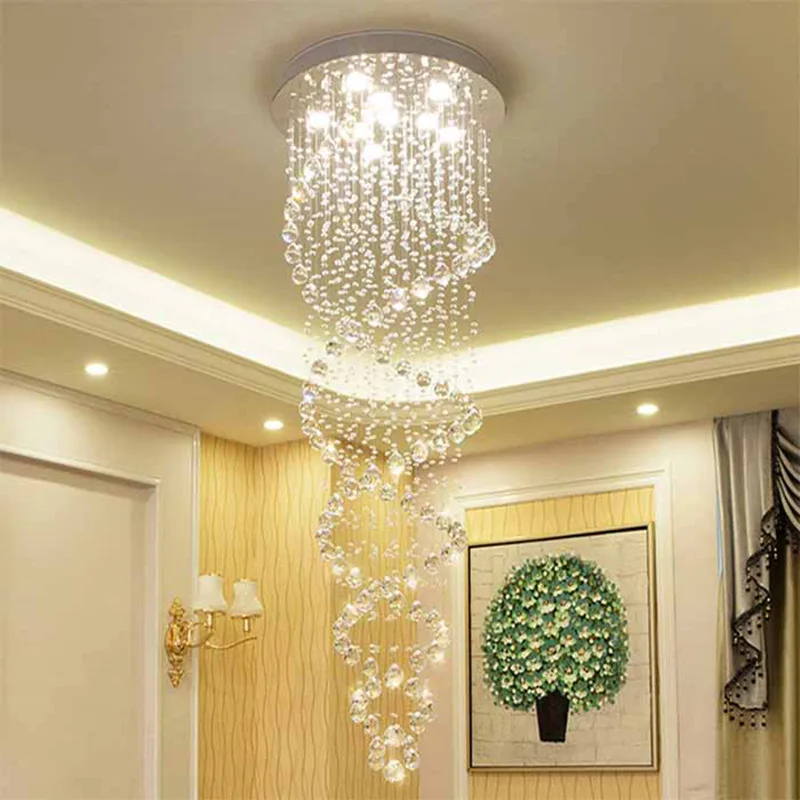 Модерен кристална окачен лампа TEMAR LED Creative Luxury Rotate Chandelier Light за дома, всекидневна декор на стълбите на вилата