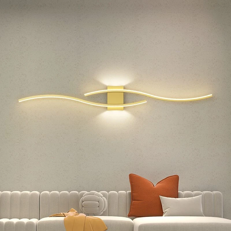 Модерен минималистичен led монтиран на стената лампа, цвят черен, за декорация на интериора на дома, интериор на хола, стенни свещника с осветление в помещението за спални
