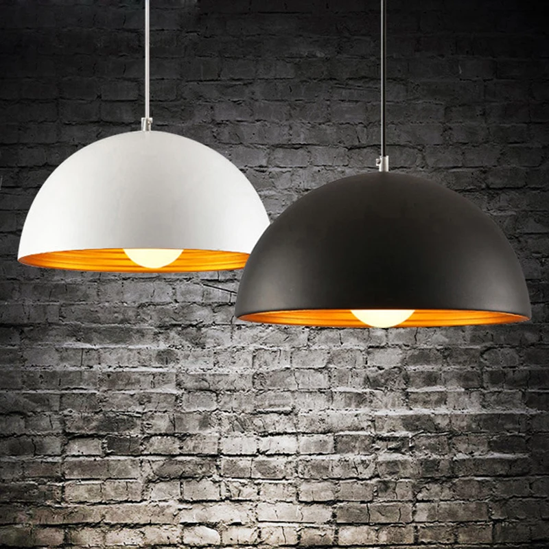 Модерен прост окачен лампа E27, ретро Черно-бяло окачен лампа за ресторанта, спални удобства, кухненско осветление.