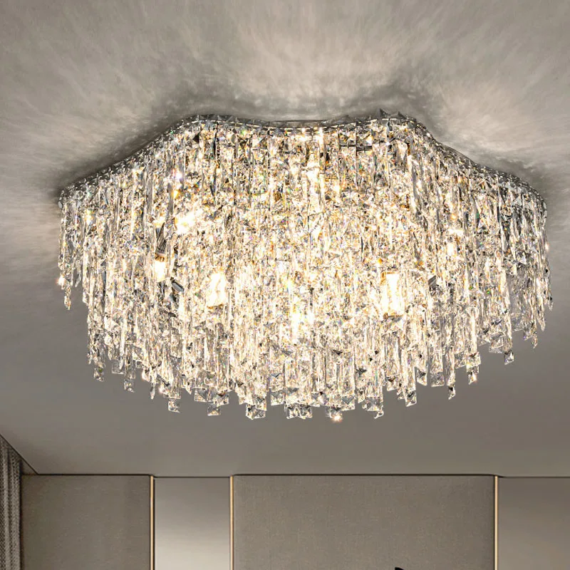 Модерна таванна полилей, луксозни кристални лампа за дневна, домашно осветление, гланцов led тавана лампа
