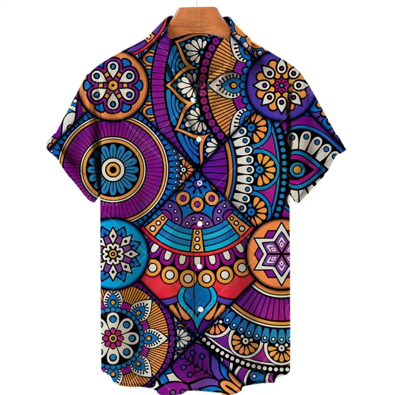 Модни Тениски с 3D-принтом впечатлява със своя бохемски стил, мъжки дрехи, Ежедневни дамски хавайски ризи и блузи с къс ръкав, Градинска облекло Y2k Top