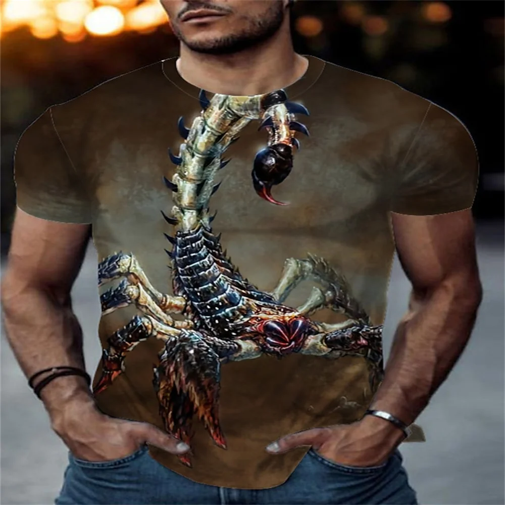 Мъжка тениска с 3D-принтом вълк, тениски с животни, градинска облекло оверсайз, тениски, лятна ежедневни облекла 2024, модни топове с кръгло деколте за мъже