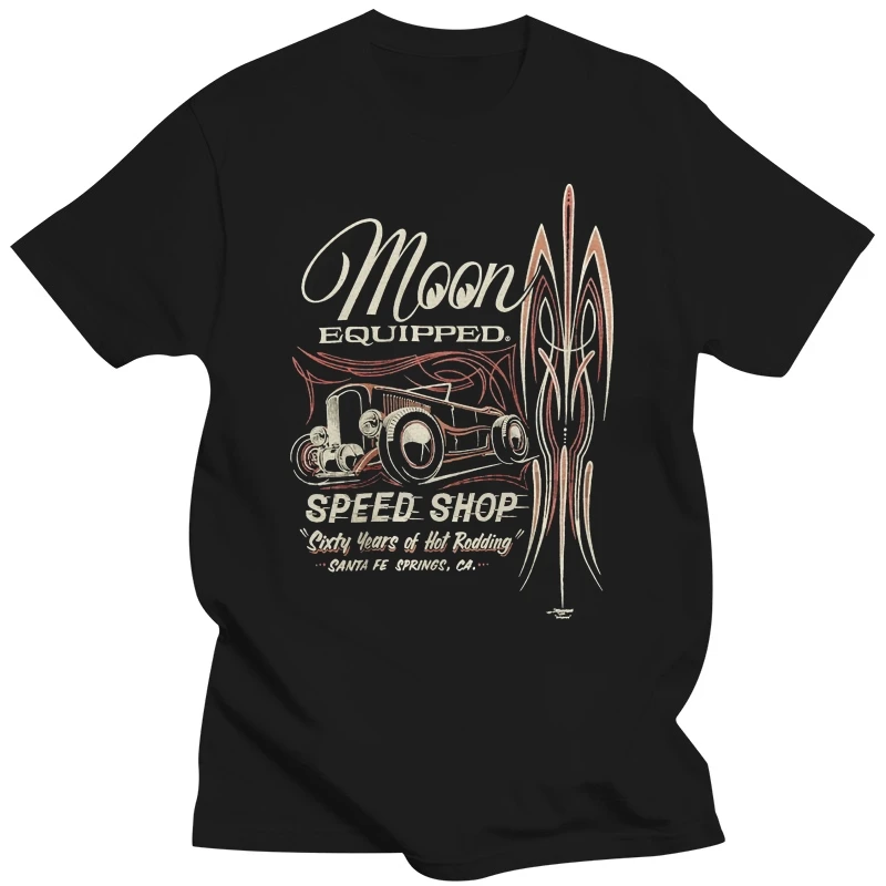 Мъжки t-shirt Mooneyes Moon Equipped Speed Shop 60 Years От Черен Памук Mqt075Bk по-Голям размер И цвят