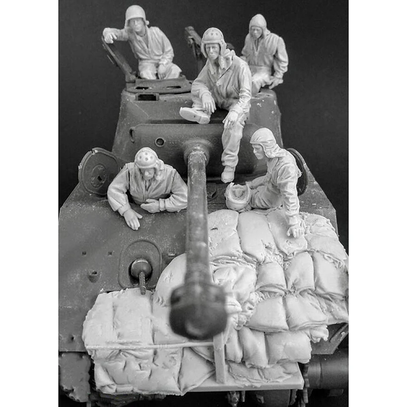 Набор от модерни отбор в разглобено формата на 1/35 включва 5-ма души (с торба с пясък), комплекти миниатюрни модели от смола, небоядисана