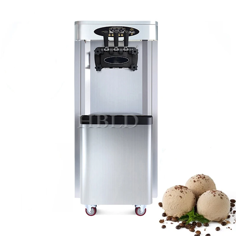 Наличната вертикална търговска машина за производство на мек сладолед с три вкусове, вертикална машина за производство на сладки оръжие от неръждаема стомана