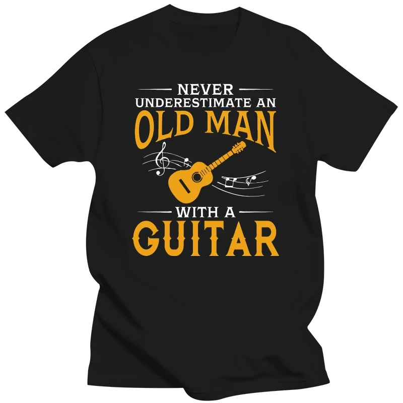 Никога не подценявайте Старец С китара Тениски С къси ръкави Маркови Тениски на Индивидуален дизайн Family Xxl Размер