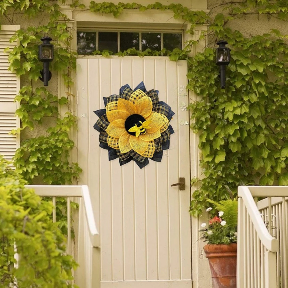 Нов венец от слънчогледи, изкуствена венец ръчна работа с пчелите, Стенно Подвесное украса за дома, влезе в стаята, градина