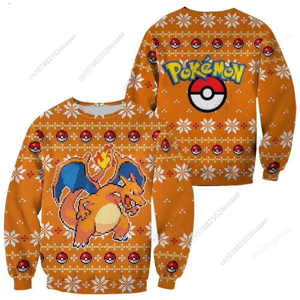 Нов коледен пуловер Pokemon Miniso Коледа Blaze Charizard Грозната За мъже и жени, hoody с кръгло деколте във формата на Pikachu