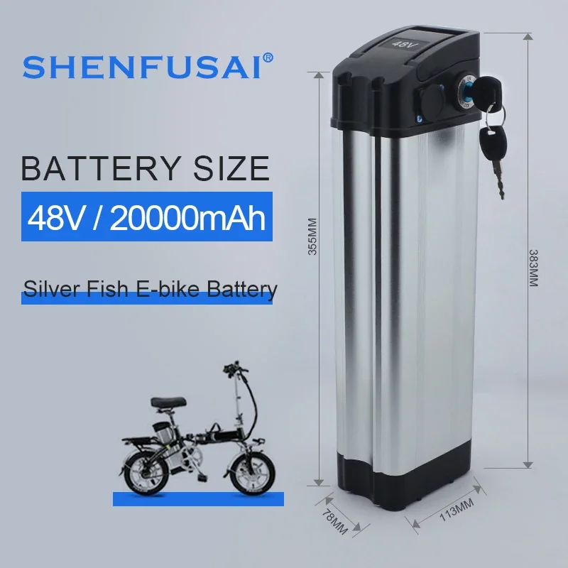 Нова батерия за электровелосипеда Silver Fish 36V 48V 20AH BMS мощност от 350 W, 500 W, 750 W + зарядно устройство