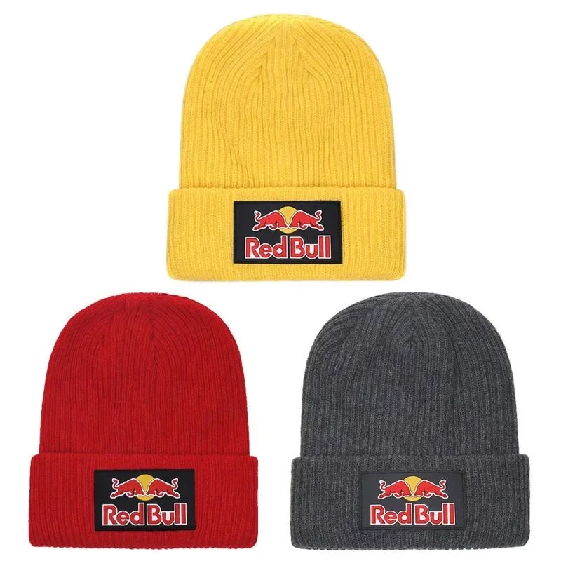 Нова зимна универсална червена шапка B-bulls Racing, защищающая от студ, плюшен вязаная топло удебелена капачка за улици през зимата