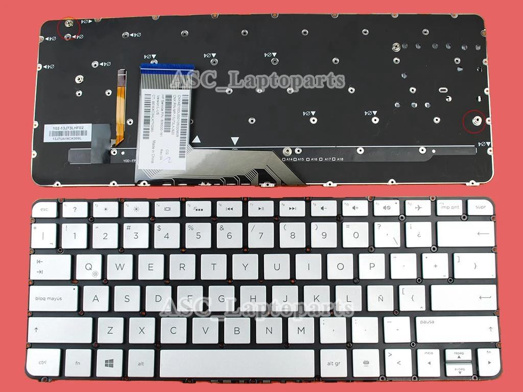 Нова латино-испанска клавиатура Teclado за HP Spectre Pro x360 G1 x360 G2 със сребристи подсветка, без рамка