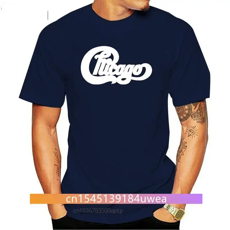 Нова мъжка черна тениска с класически логото Chicago Band 2021, в размер от S до 3Xl фланелка с индивидуален принтом