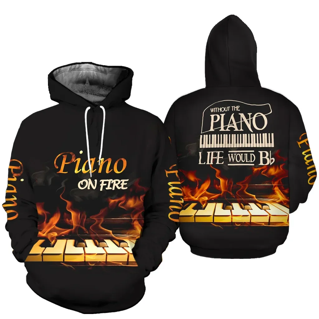 Пиано Hoody Музикален инструмент Пуловер Рок Забавно hoody Мъжки дрехи Harajuku Извънгабаритни блузи с дълъг ръкав