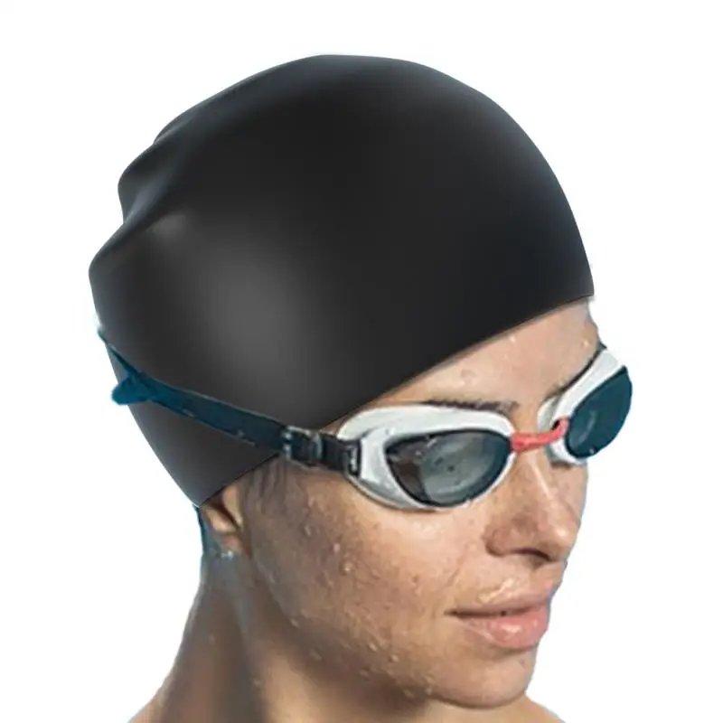 Плувни шапки за възрастни, водоустойчив плувни шапки със защитата на ушите, Нескользящая силиконова шапка за плуване За жени, мъже, възрастни