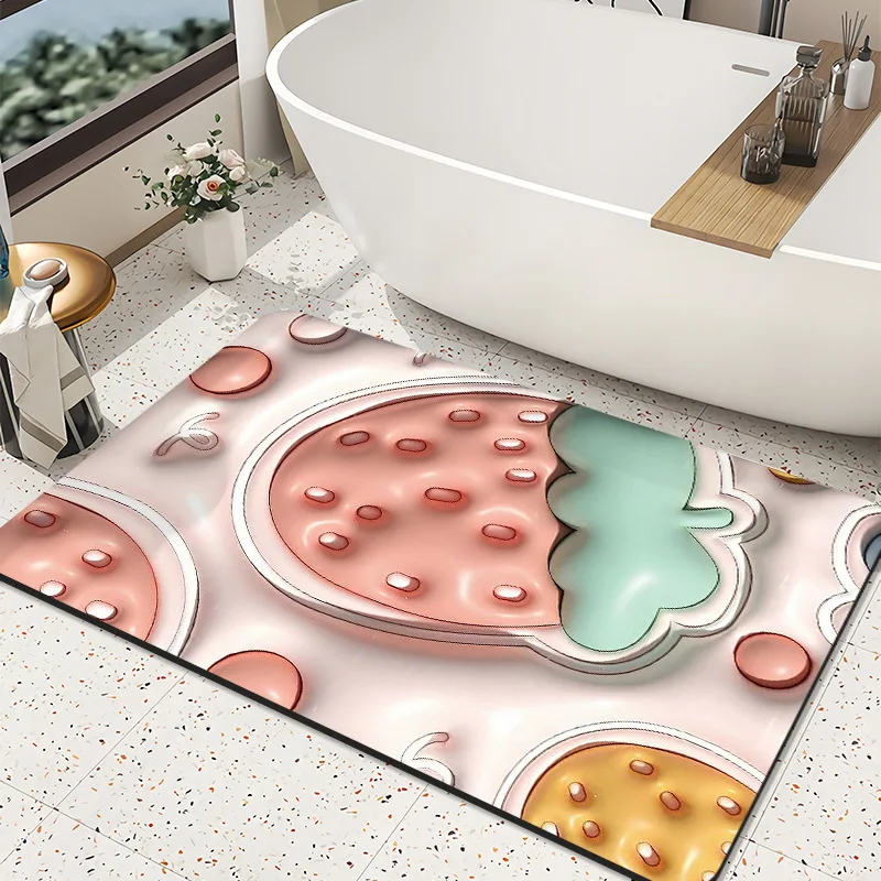 Подложка за баня 3D Illusion, суперпоглощающий нескользящий килим, килимче за баня, Быстросохнущий подложка за краката в банята, подложка за кухня, подложка за дома
