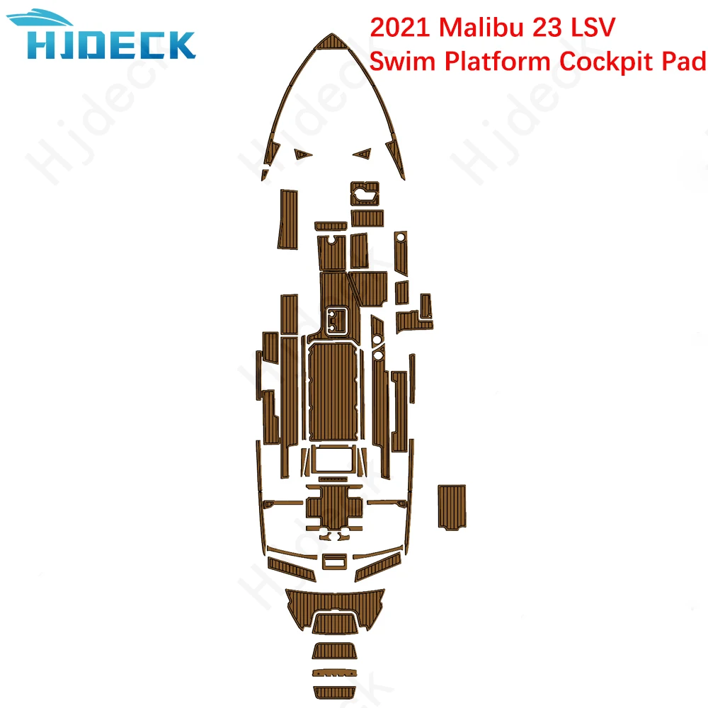 Подложка за да консумативи Hjdeck е Съвместим с плавательной платформа Malibu 23 LSV 2021 г., лодка-кокпитом, подложка за пода с настилка от EVA изкуствен тиково дърво