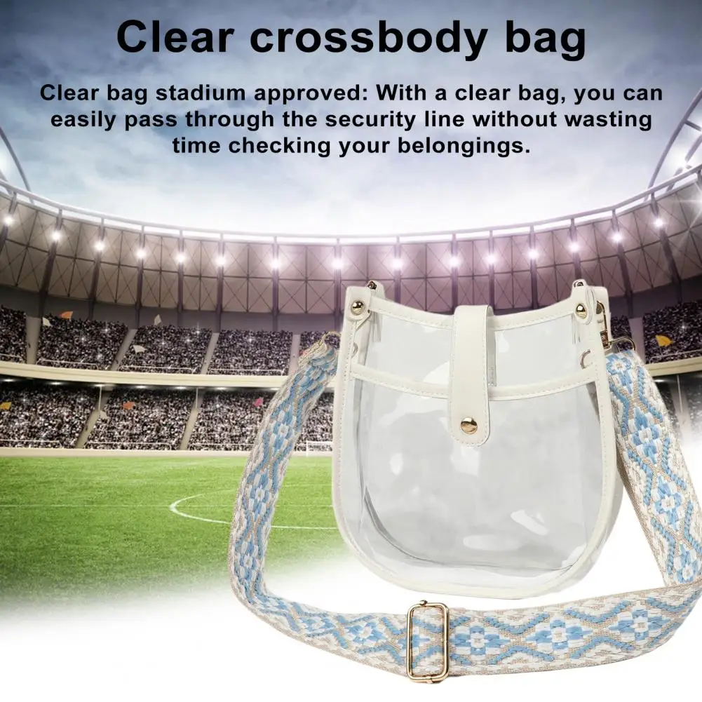 Прозрачната чанта през рамо с регулируема каишка, водоустойчив, одобрен стадион, Голям голям прозрачна чанта-портфейл