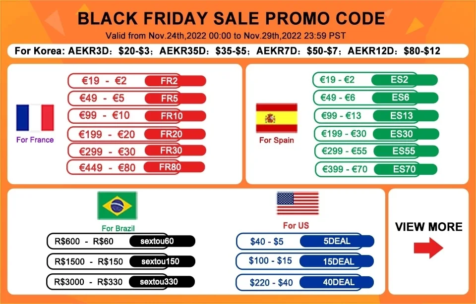 Промоционален код за продажбата на черен петък! Правете покупки с промо код, за да се спестят пари, количества са ограничени, по реда на опашката на живо