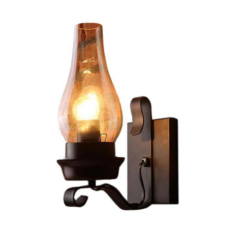 Ретро Промишлен Ретро Стенен лампа с село шкивом, лампа-стенни лампи за вътрешно осветление тераси и коридор