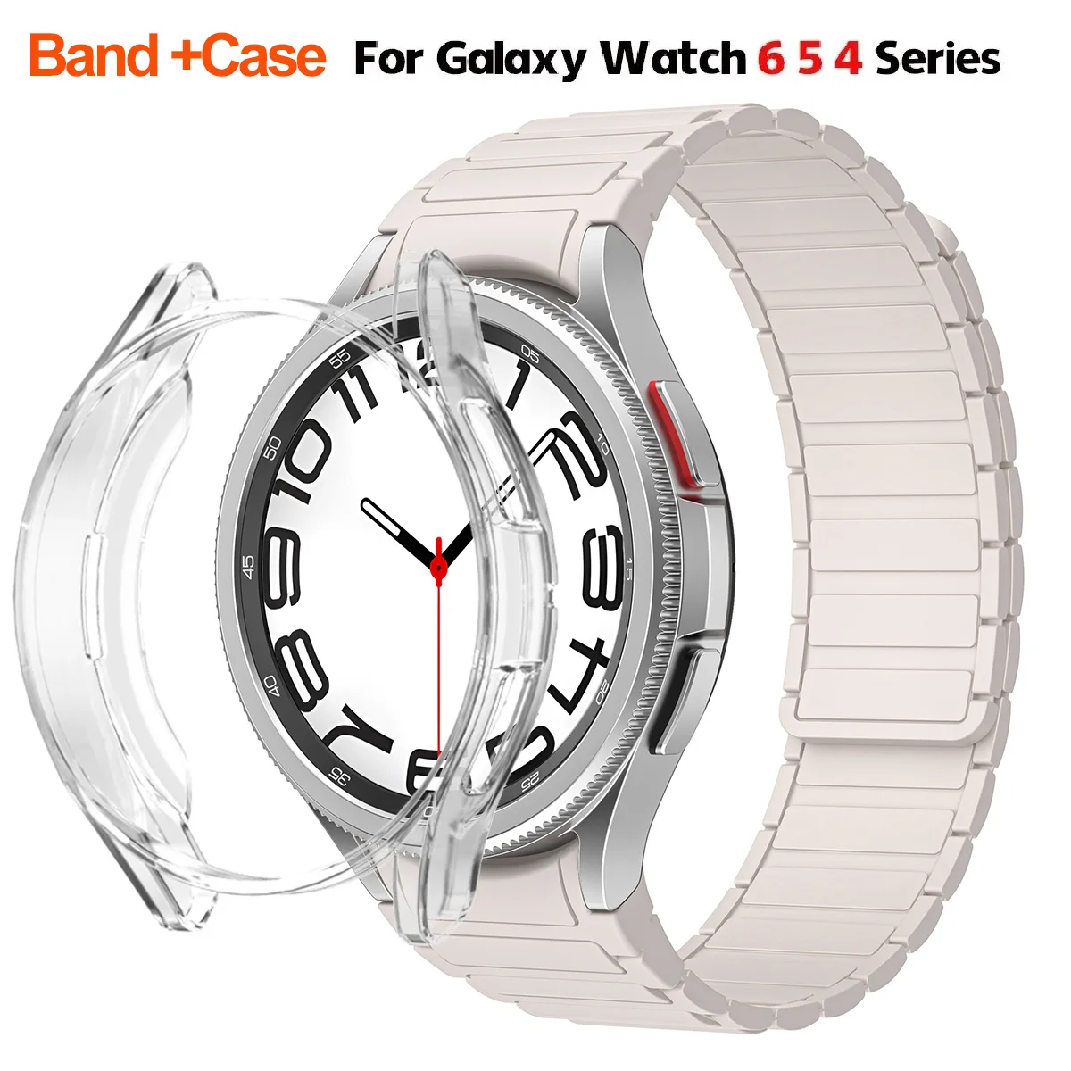 Силиконов Ремък + калъф от TPU За Samsung Watch 4/5/6 40-44 мм Watch 5Pro 45 мм, Без разлика на Магнитен Каишка + Калъф Galaxy Watch 4 Classic 42-46 мм