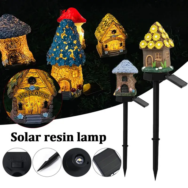 Слънчевата светлина за косене на трева, рана от смола, миниатюрен страхотна гъбена къща, градински двор, външни декоративни лампи, Коледна лампа