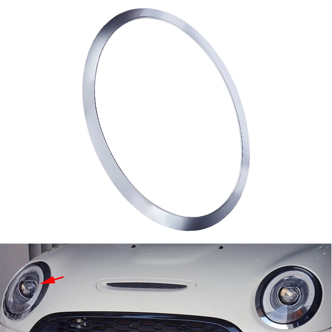 Сребърен панел на предната дясна фаровете на колата, тампон върху пръстен, подходящ за Mini Cooper F55 F56 F57 Gen3 51137300632 ABS