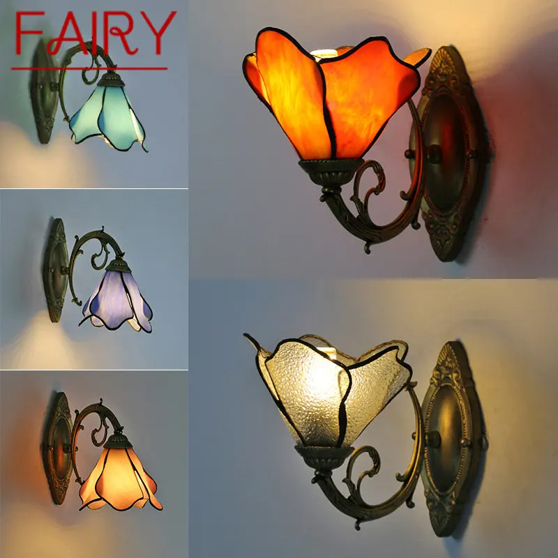 Стенен лампа ФЕЯ Тифани с led креативен дизайн, стъклена халба бира, малка странична лампа за дома, хол, спалня, декор пътеката
