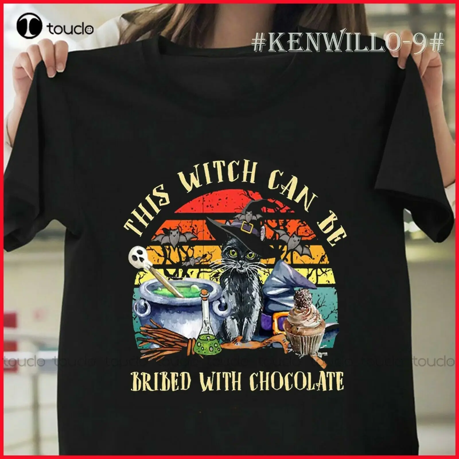Тази Ведьму Може да Подкупен Шоколад Тениска Witch Черна Котка За Хелоуин, Бели Футболками, Забавни Модни Новости Xs-5Xl