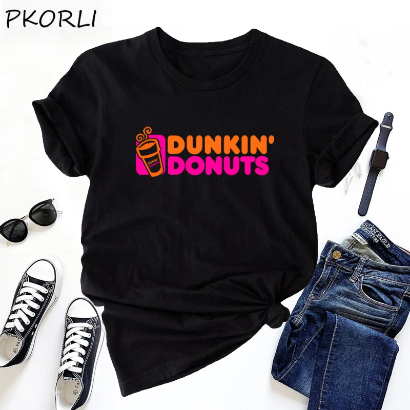 Тази майка Работи на Тениската Dunkin Coffee, Дамски Лятна Памучен Тениска С Къс Ръкав, Градинска Тениска С Графичен Принтом, Дамски Дрехи