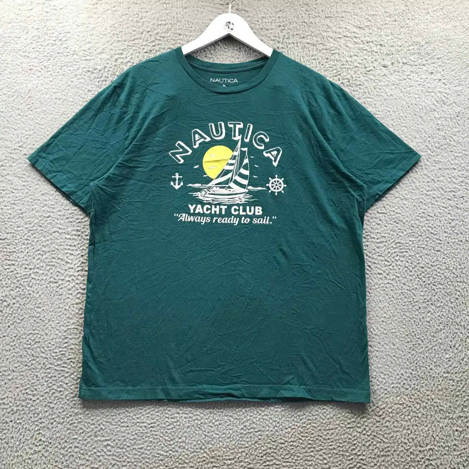 Тениска Наутика Yacht Club Always Ready To Sail Мъжки XL с къс ръкав с графичен дизайн тюркоаз