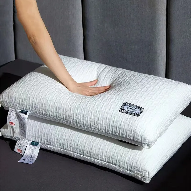 Трикотажни памучни завивки, възглавници с влакнести пълнители, миещи, обикновен, за защита на шията възрастен ученик, за сън в спалнята, 48x74 см