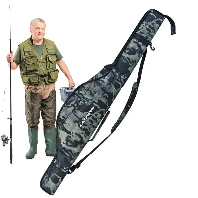 Чанта за съхранение на удочек, водоустойчив калъф с едно рамо за удочек, пътна чанта за риболовни принадлежности, найлон прът, универсален